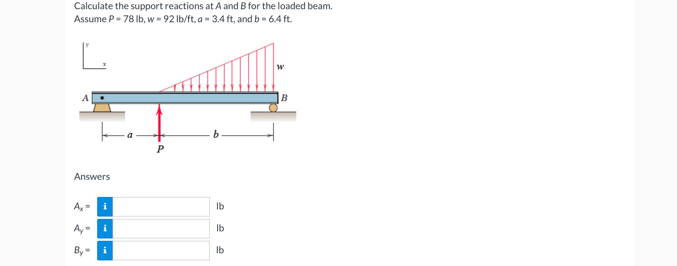 Solved Calculate the support reactions at A and B for the | Chegg.com