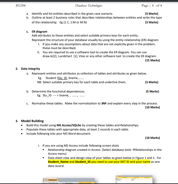 Solved Part B: (70 Marks) 1. Database Design The School Of | Chegg.com