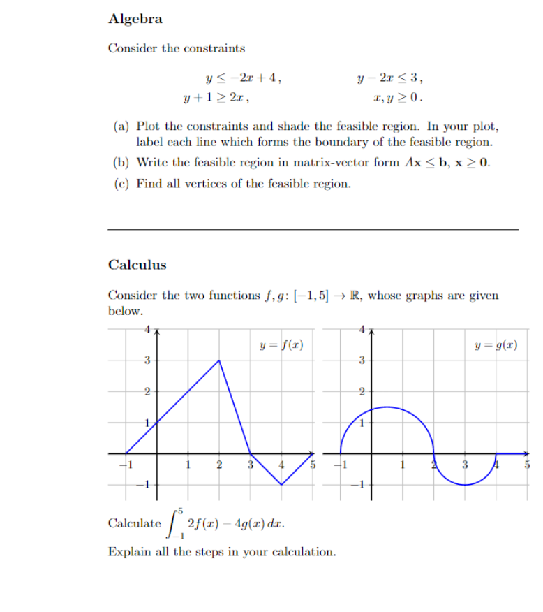 Solved Algebra Consider the constraints | Chegg.com