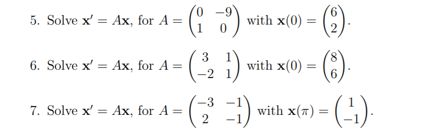 Solved 0-9 5. Solve x'- Ax, for A-1 0 with x(0)- 6. Solve x' | Chegg.com