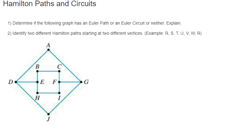 Solved Hamilton Paths and Circuits 1) Determine if the | Chegg.com