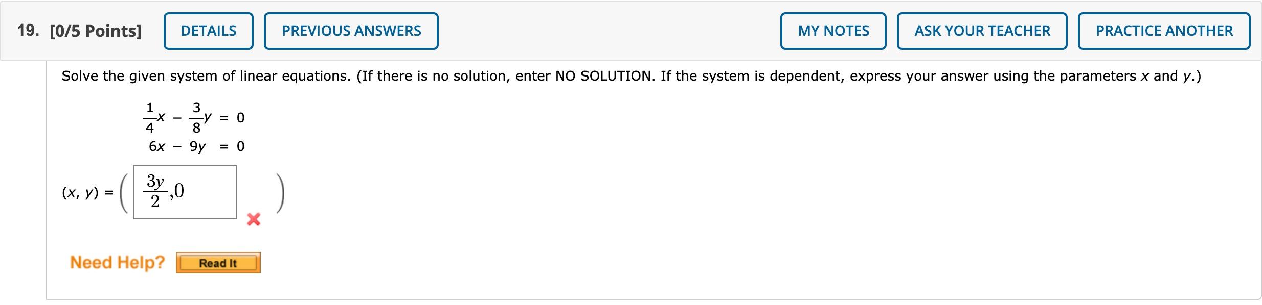 Solved 19. [0/5 Points] DETAILS PREVIOUS ANSWERS MY NOTES | Chegg.com