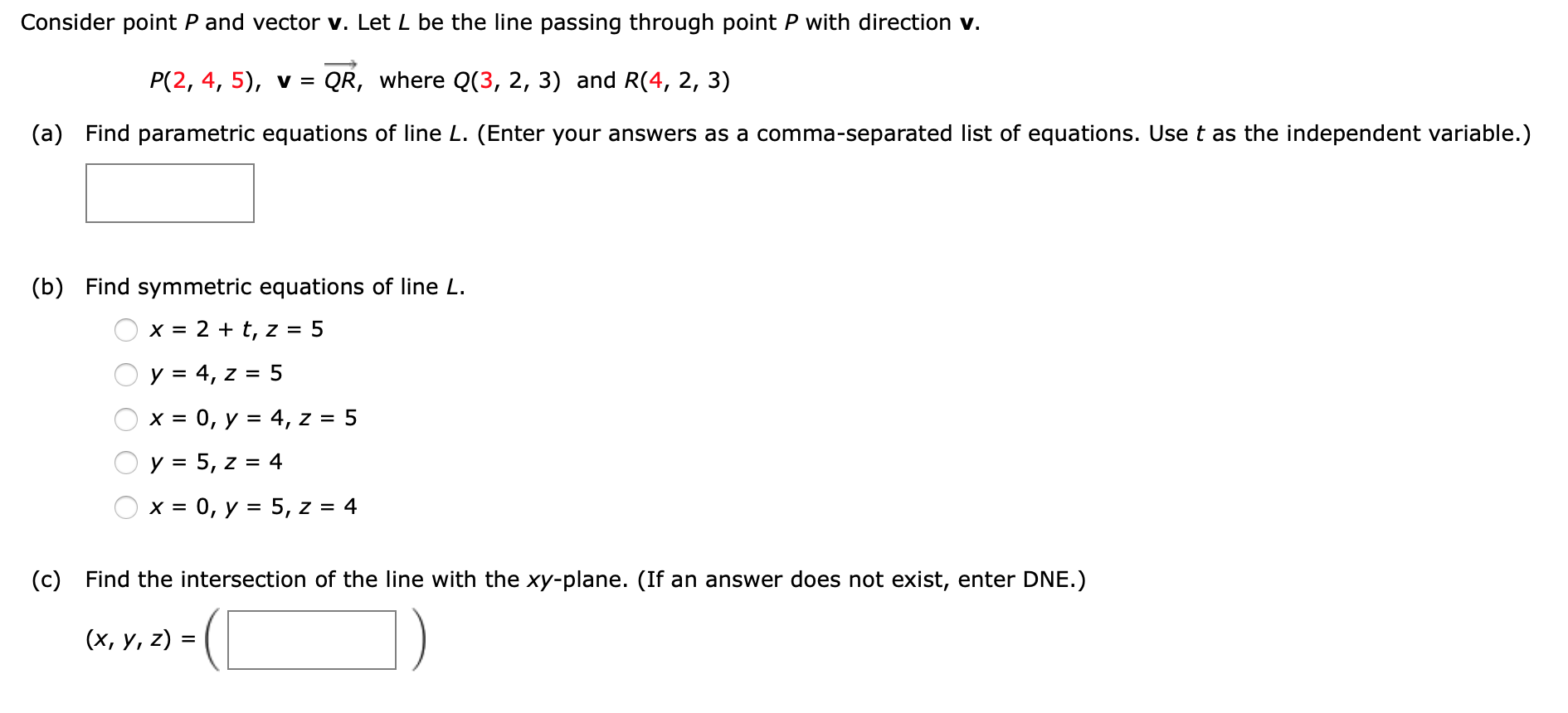 Solved Consider Point P And Vector V Let L Be The Line P Chegg Com