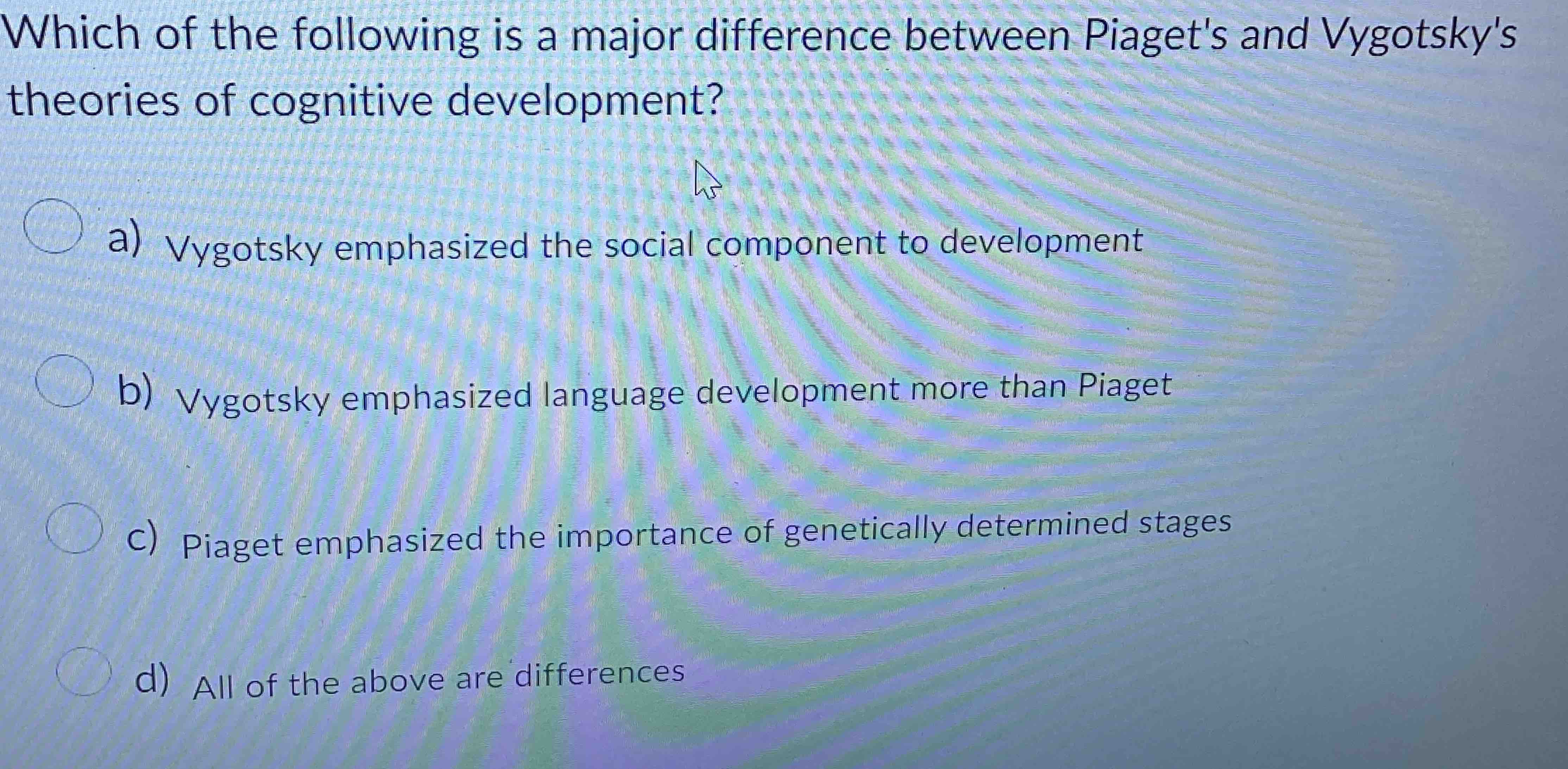 Difference between piaget and vygotsky theory of cognitive online development