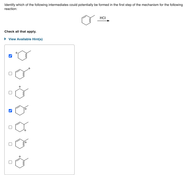 Solved Identify which of the following intermediates could | Chegg.com