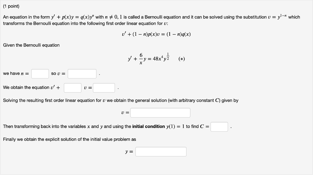 Solved An Equation In The Form 𝑦 𝑝 𝑥 𝑦 𝑞 𝑥 𝑦𝑛y P X Y Q Chegg Com