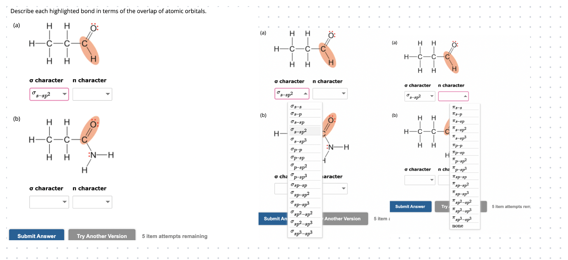 Solved Describe each highlighted bond in terms of the | Chegg.com