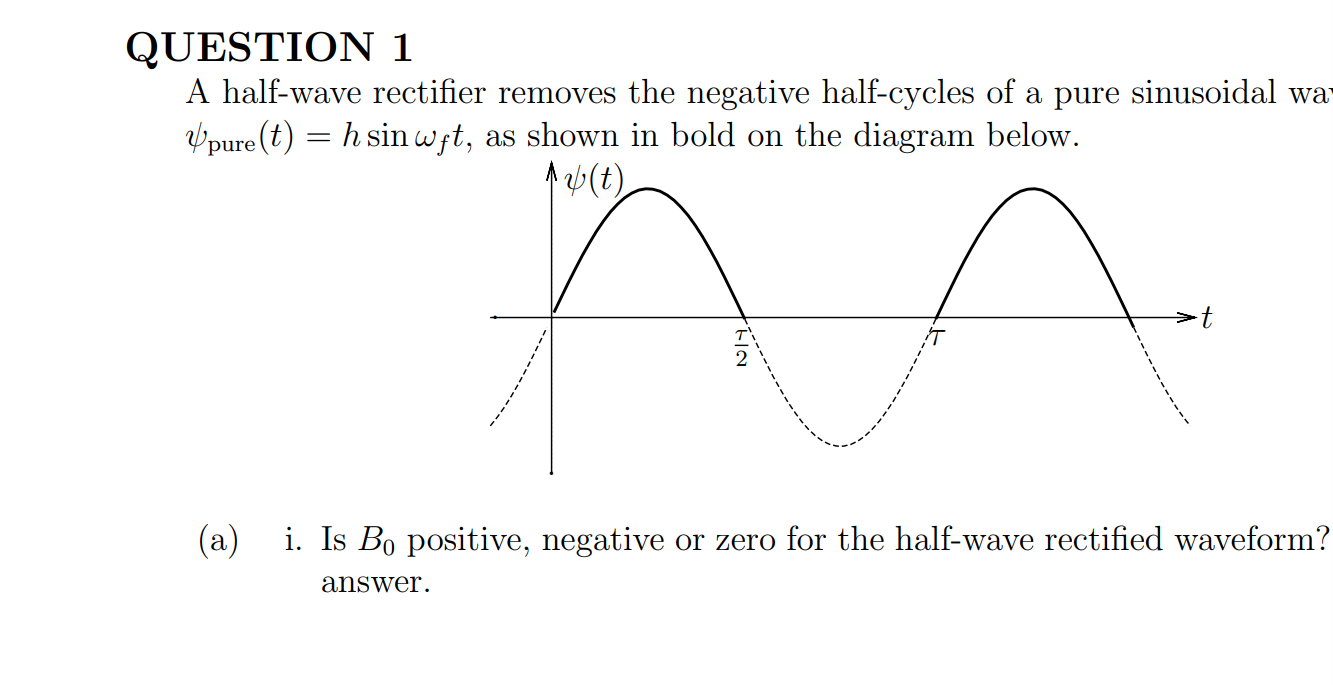 Solved QUESTION 1 A half-wave rectifier removes the negative | Chegg.com