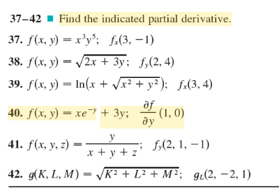 Solved 37 42 Find The Indicated Partial Derivative 37 F X Chegg Com