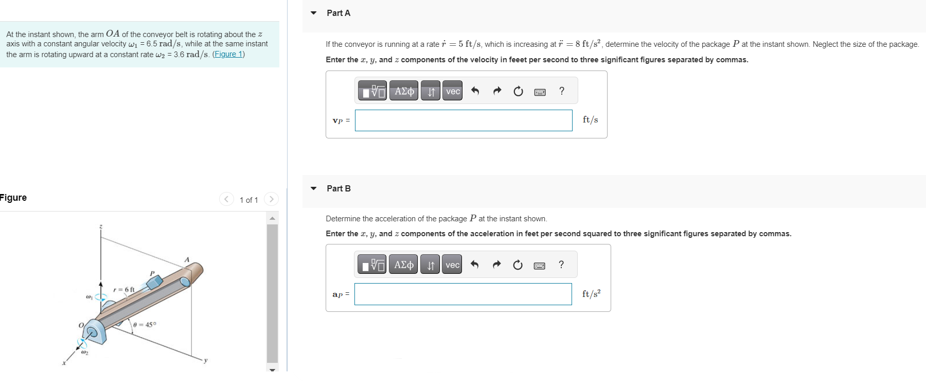 Solved At the instant shown, the armOA of the conveyor belt