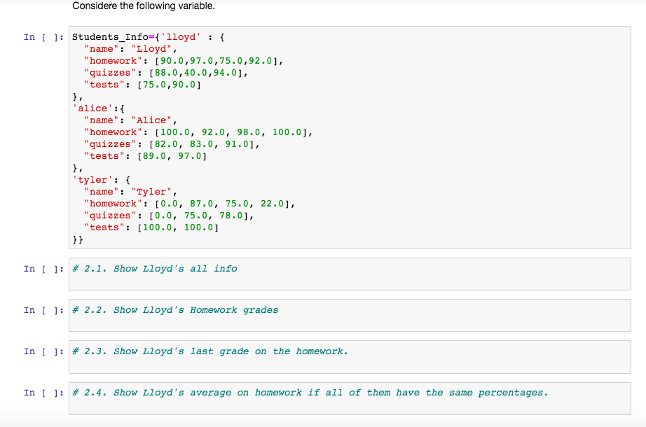 Solved Considere the following variable. 11 In [ ]: | Chegg.com