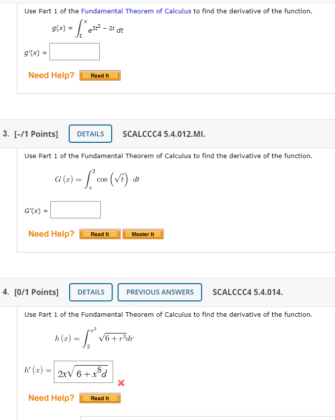 Use Part 1 Of The Fundamental Theorem Of Calculus To Chegg 