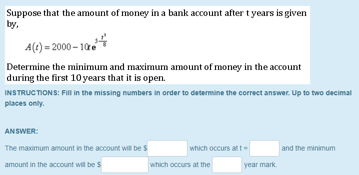 Solved Suppose That The Amount Of Money In A Bank Account | Chegg.com