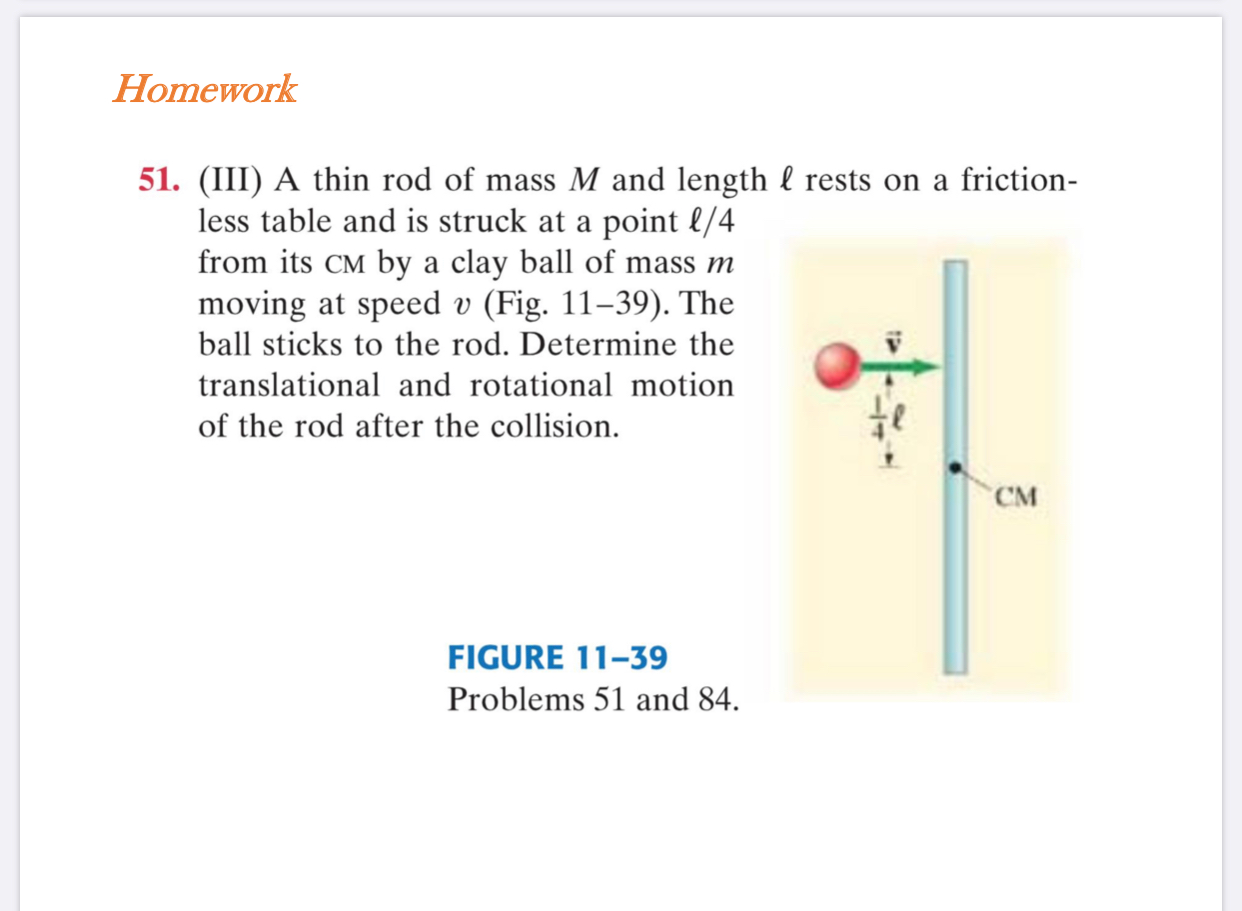 Solved Homework 51. (III) A Thin Rod Of Mass M And Length L | Chegg.com