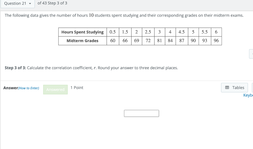 Solved Question 21 - of 43 Step 3 of 3 The following data | Chegg.com