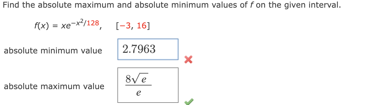 Solved Find the absolute maximum and absolute minimum values | Chegg.com