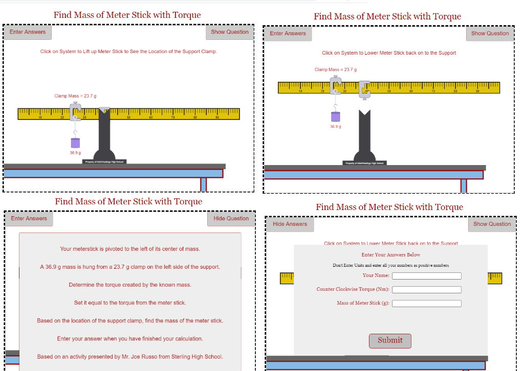 Solved Find Mass of Meter Stick with Torque * I have