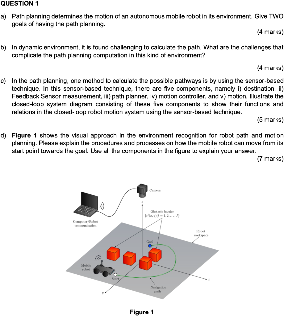 Solved QUESTION 1 a) Path planning determines the motion of | Chegg.com