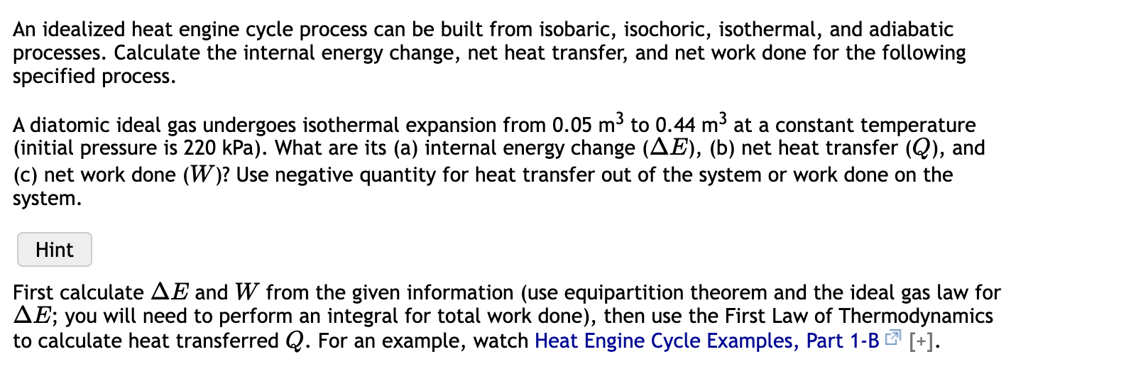 Solved An idealized heat engine cycle process can be built | Chegg.com