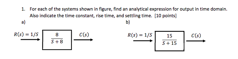 Solved 1. For each of the systems shown in figure, find an | Chegg.com