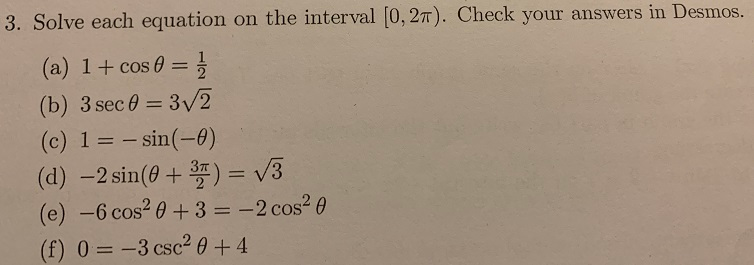 Solved 3. Solve each equation on the interval [0, 27). Check | Chegg.com