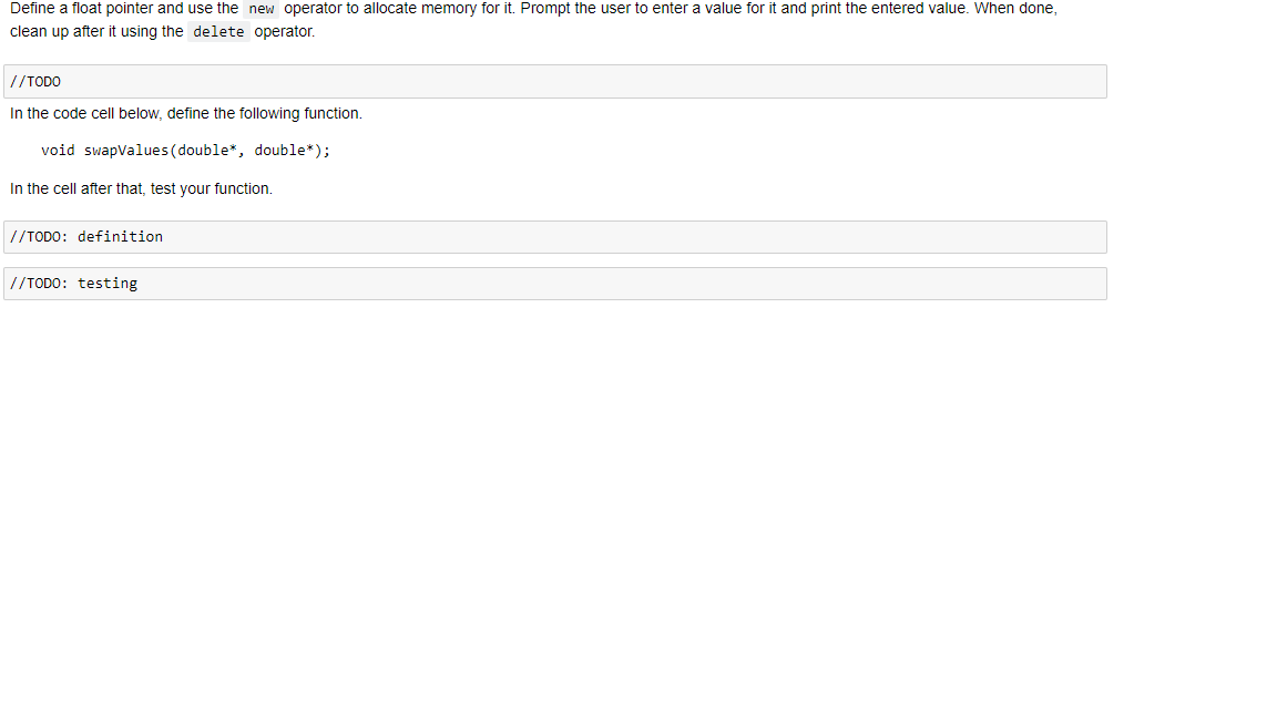 Solved Define a float pointer and use the new operator to