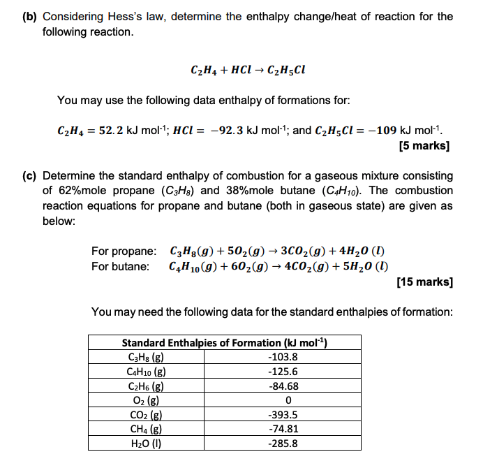 Solved b Considering Hess s law determine the enthalpy Chegg