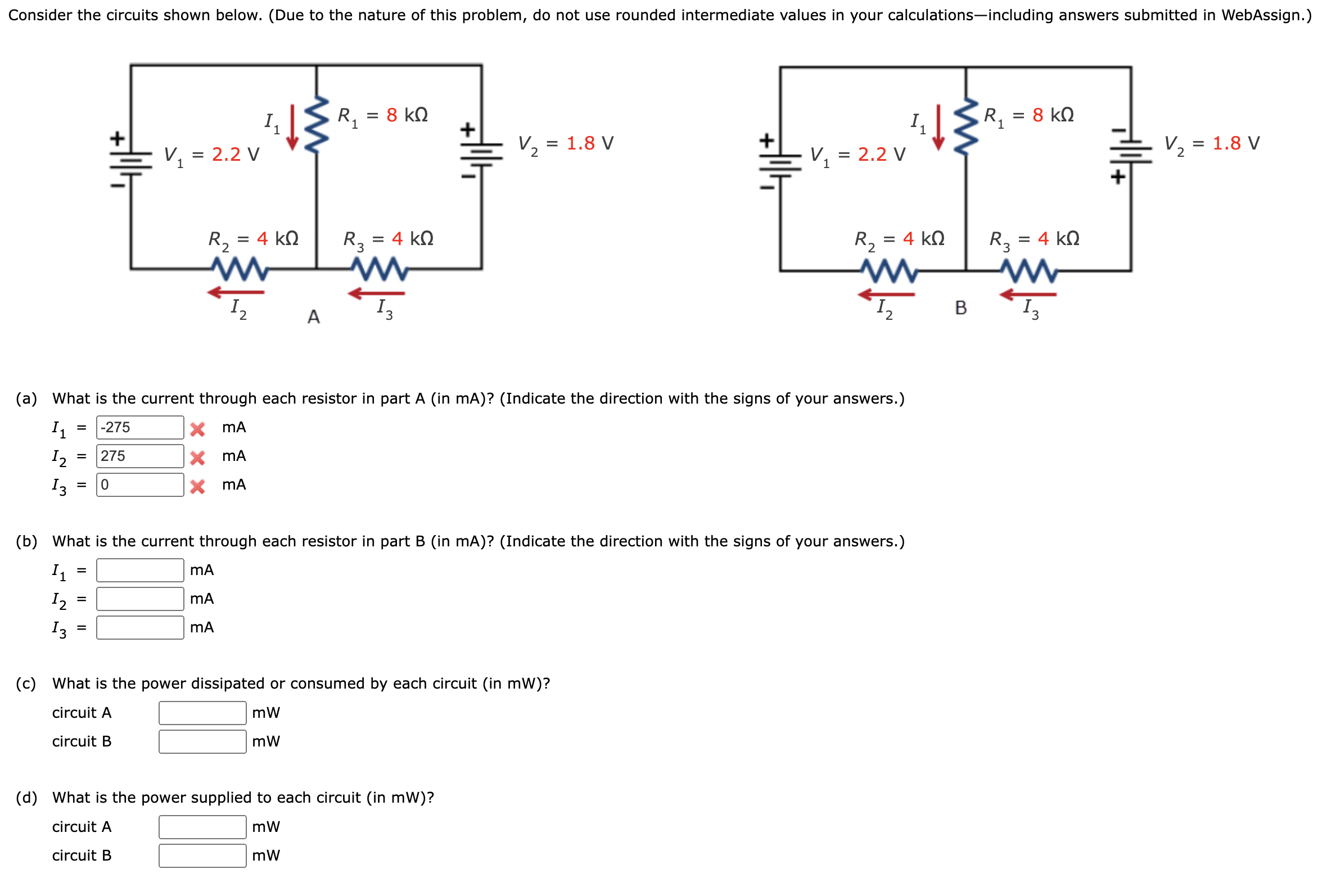 Solved (a) What is the current through each resistor in part | Chegg.com