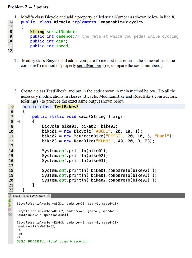 Solved Problem 2 -- 3 points 7 8 9 10 11 12 1. Modify class | Chegg.com