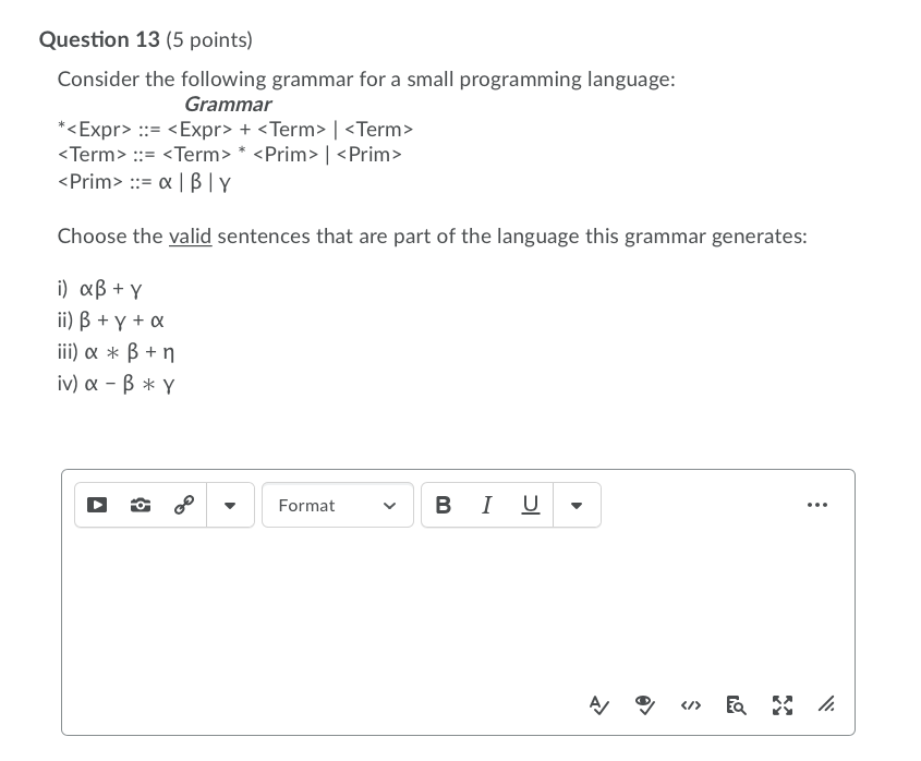 Solved Consider the following grammar for a small | Chegg.com