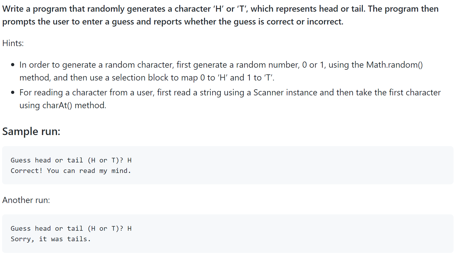 Solved Write a program that randomly generates a character | Chegg.com