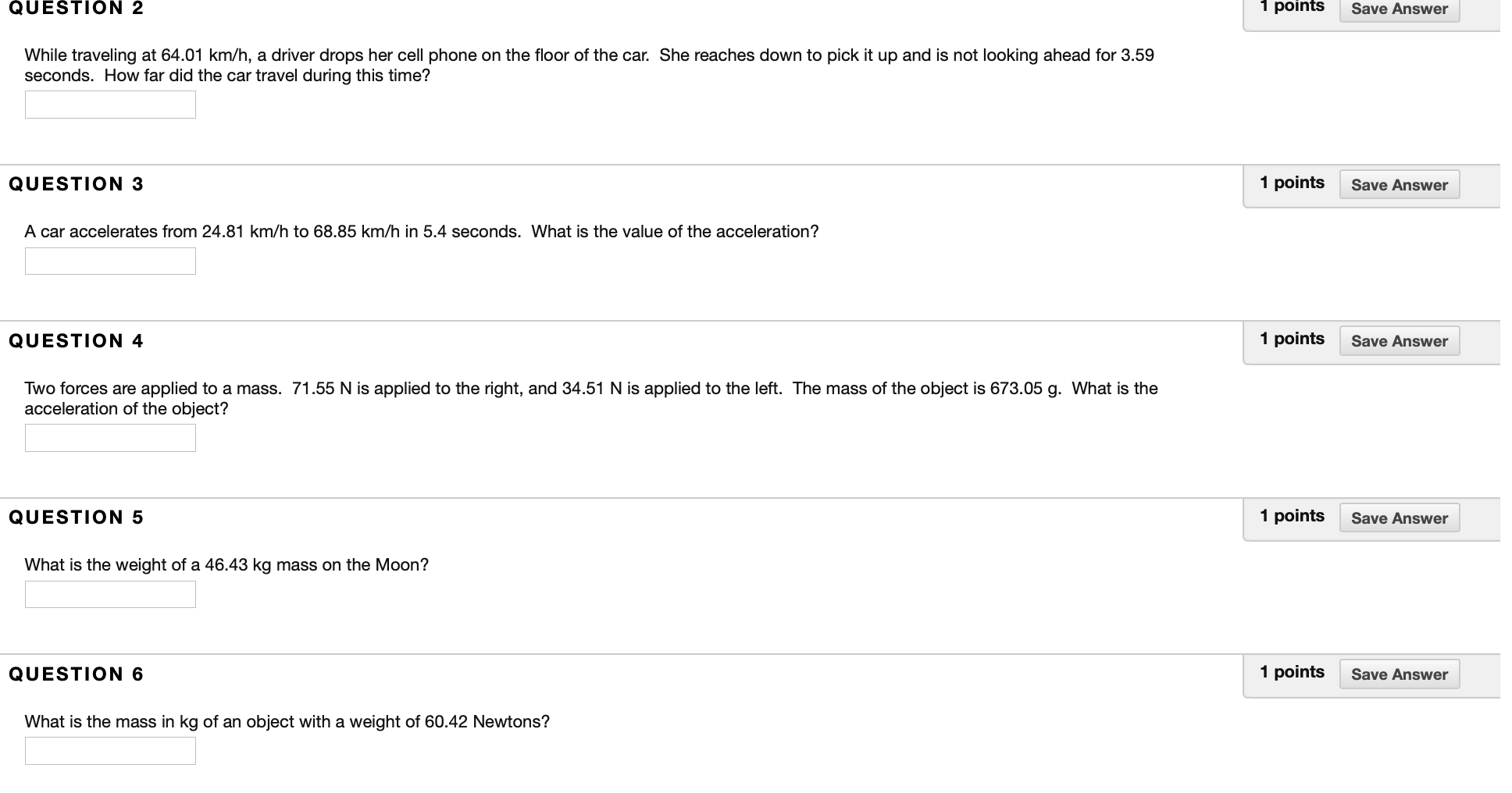 Solved QUESTION 2 1 points Save Answer While traveling at | Chegg.com