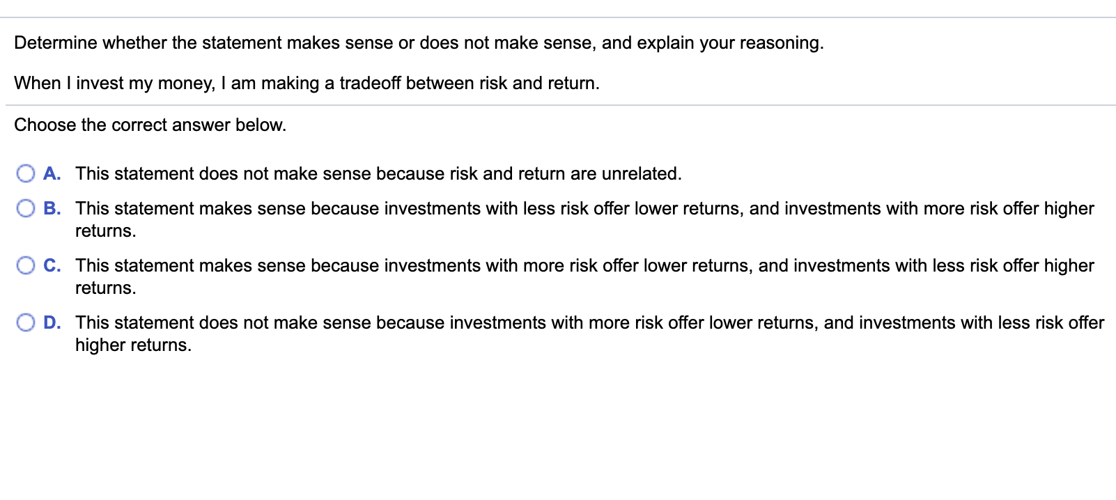 Solved Determine whether the statement makes sense or does | Chegg.com