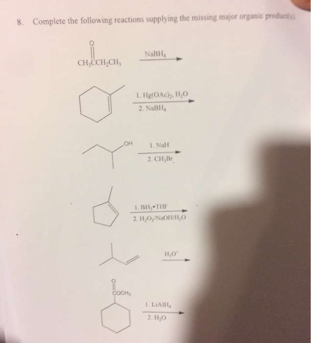 Solved Complete The Following Reactions Supplying The | Chegg.com