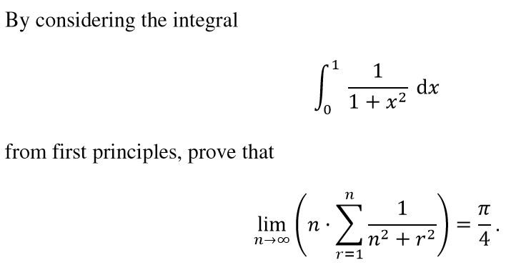 Solved By considering the integral from first principles, | Chegg.com