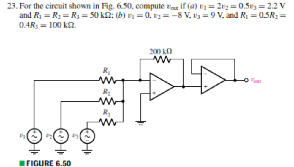 Solved 23. For the circuit shown in Fig. 6.50, compute vout | Chegg.com