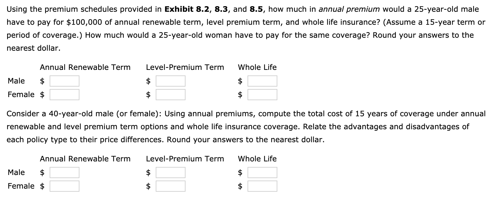 Chapter 8 Financial Planning Exercise 4 Life Chegg Com