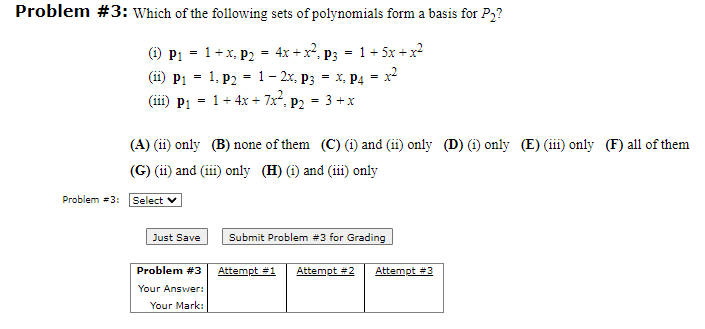 Solved Problem #3: Which of the following sets of | Chegg.com