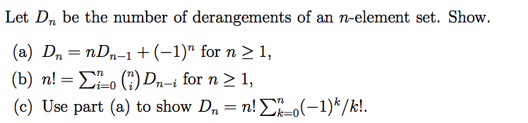 Solved et Dn be the number of derangements of an n-element | Chegg.com