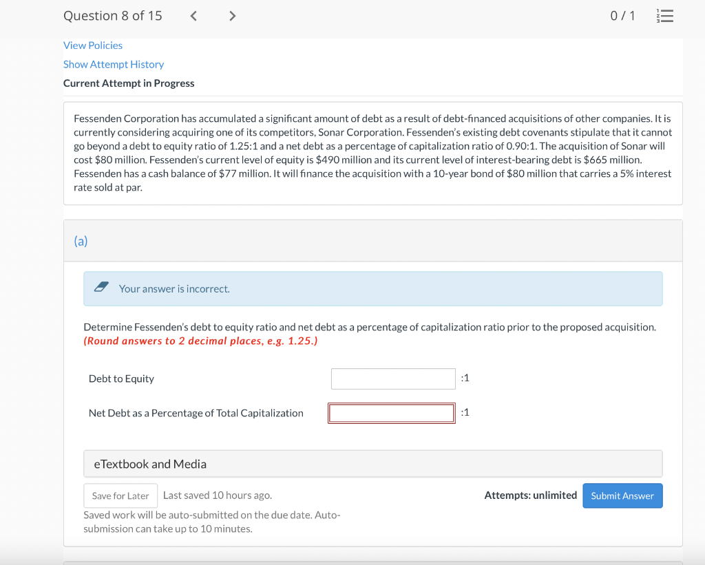 Solved Question 8 of 15 0/1 III View Policies Show | Chegg.com