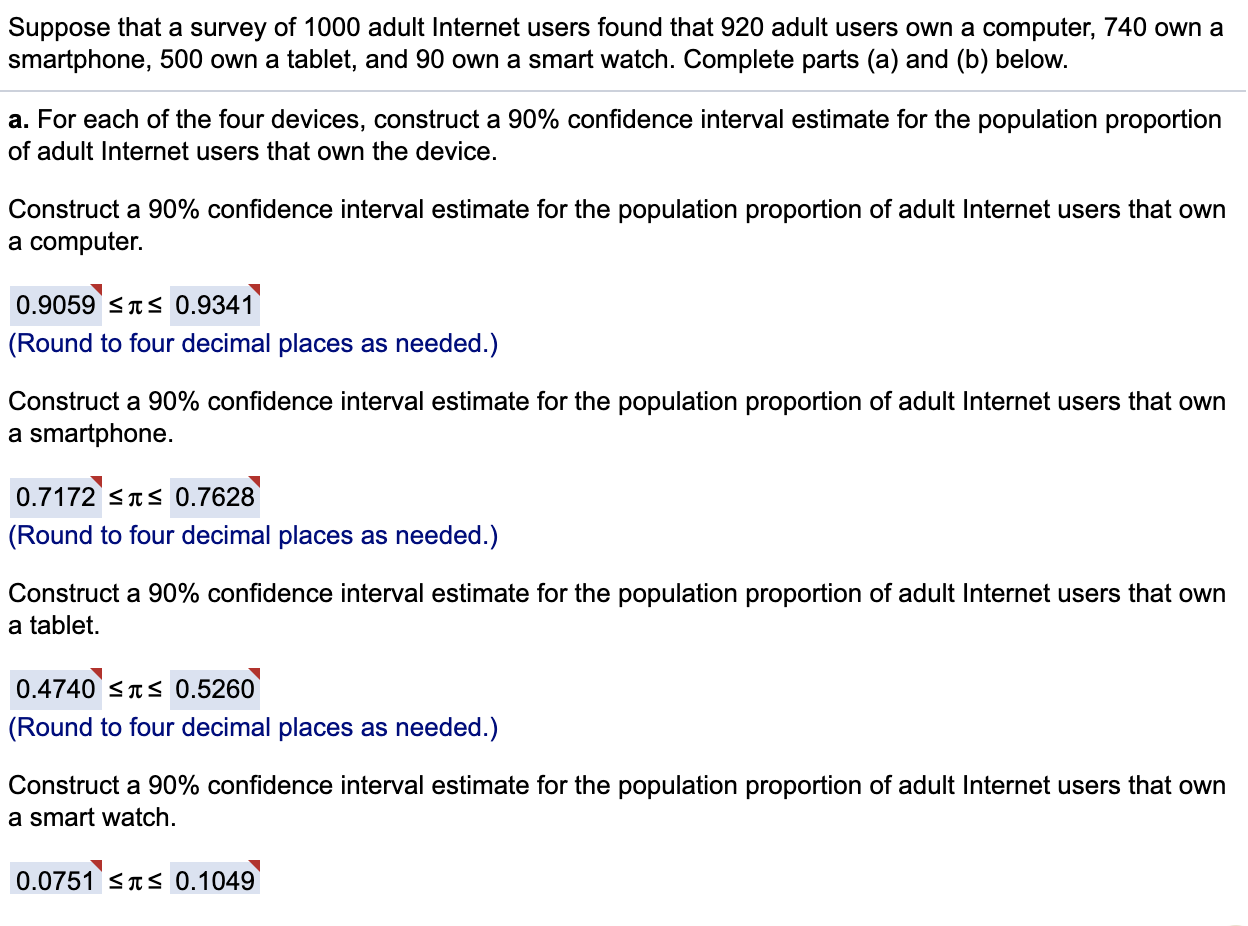 Solved Suppose that a survey of 1000 adult Internet users | Chegg.com