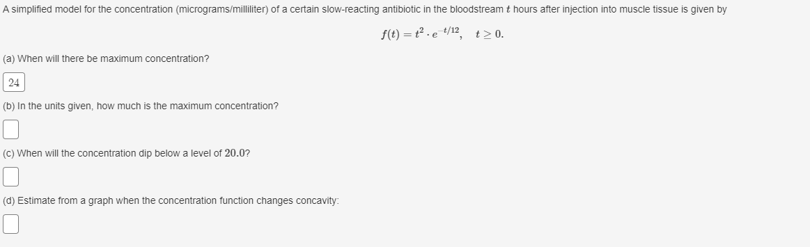 Solved A simplified model for the concentration | Chegg.com