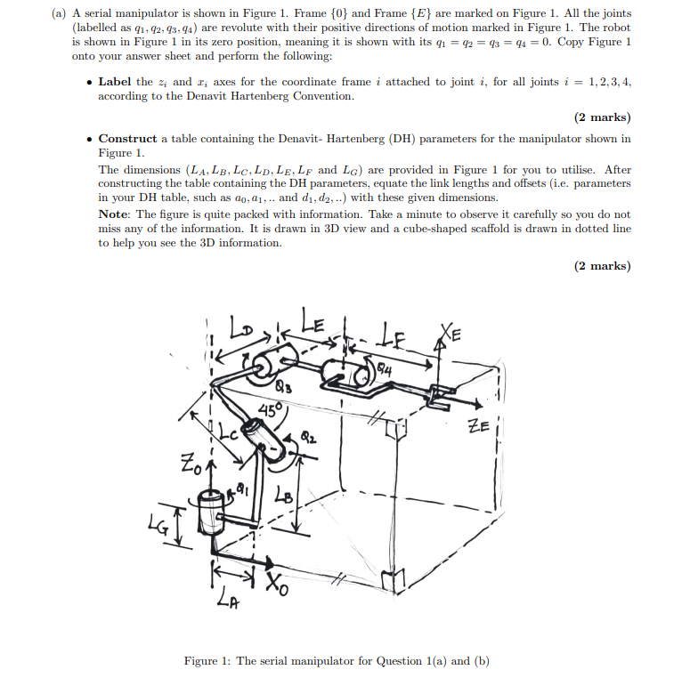 Solved (a) A serial manipulator is shown in Figure 1. Frame | Chegg.com