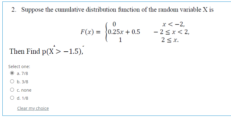 Solved 2 Suppose The Cumulative Distribution Function Of