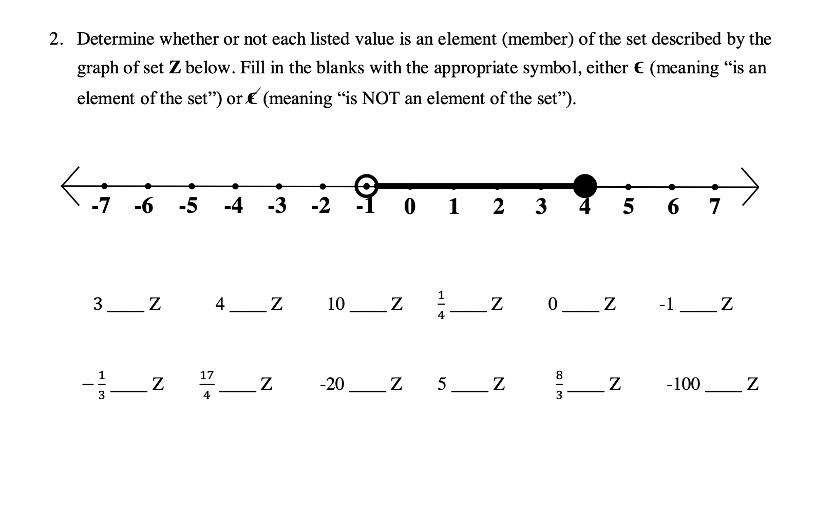 Solved Determine whether or not each listed value is an | Chegg.com