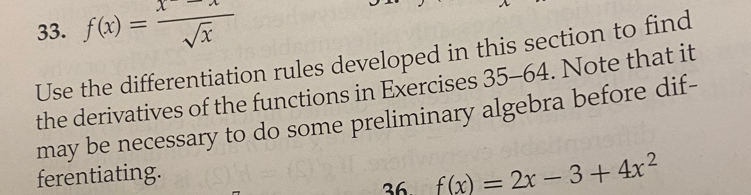 Solved = x 33. f(x) = Vax Use the differentiation rules | Chegg.com