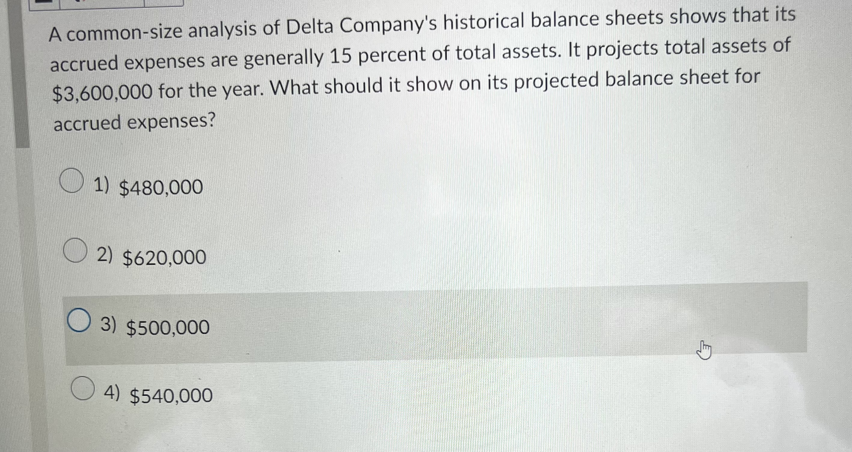 Solved A common-size analysis of Delta Company's historical | Chegg.com
