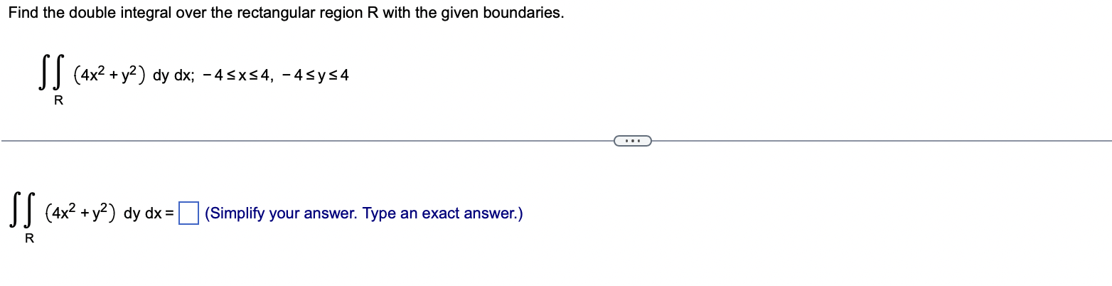Solved Find the double integral over the rectangular region | Chegg.com