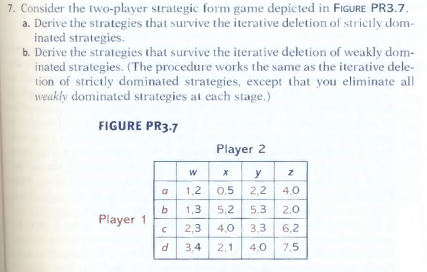 Solved 7. Consider The Two-player Strategic Form Game | Chegg.com