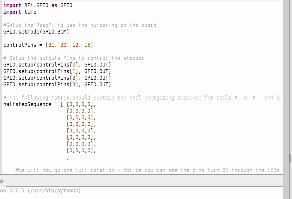 6.2 Task 1 1. Open 'stepper.py', modify halfstep_seq | Chegg.com